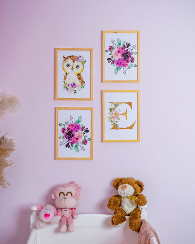 Nursery - The Flowery Initials Frame – nursery wall art | طقم غرفة الأطفال - الحروف المزهرة