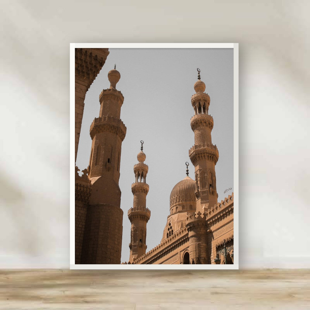 Al-Rifai Mosque White Frame – Islamic architecture photography wall art | برواز أبيض مسجد الرفاعي