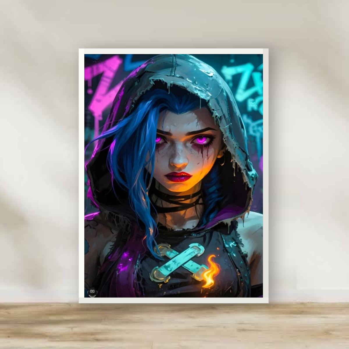 Arcane 5 White Frame – anime wall art | برواز أبيض أركين 5