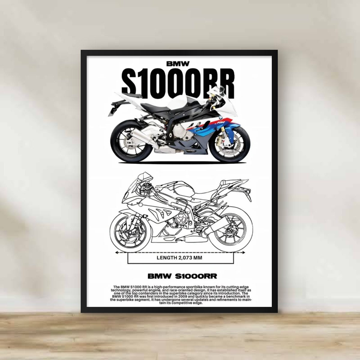 BMW 1 Frame – motorcycle wall art | برواز موتوسيكل BMW 1