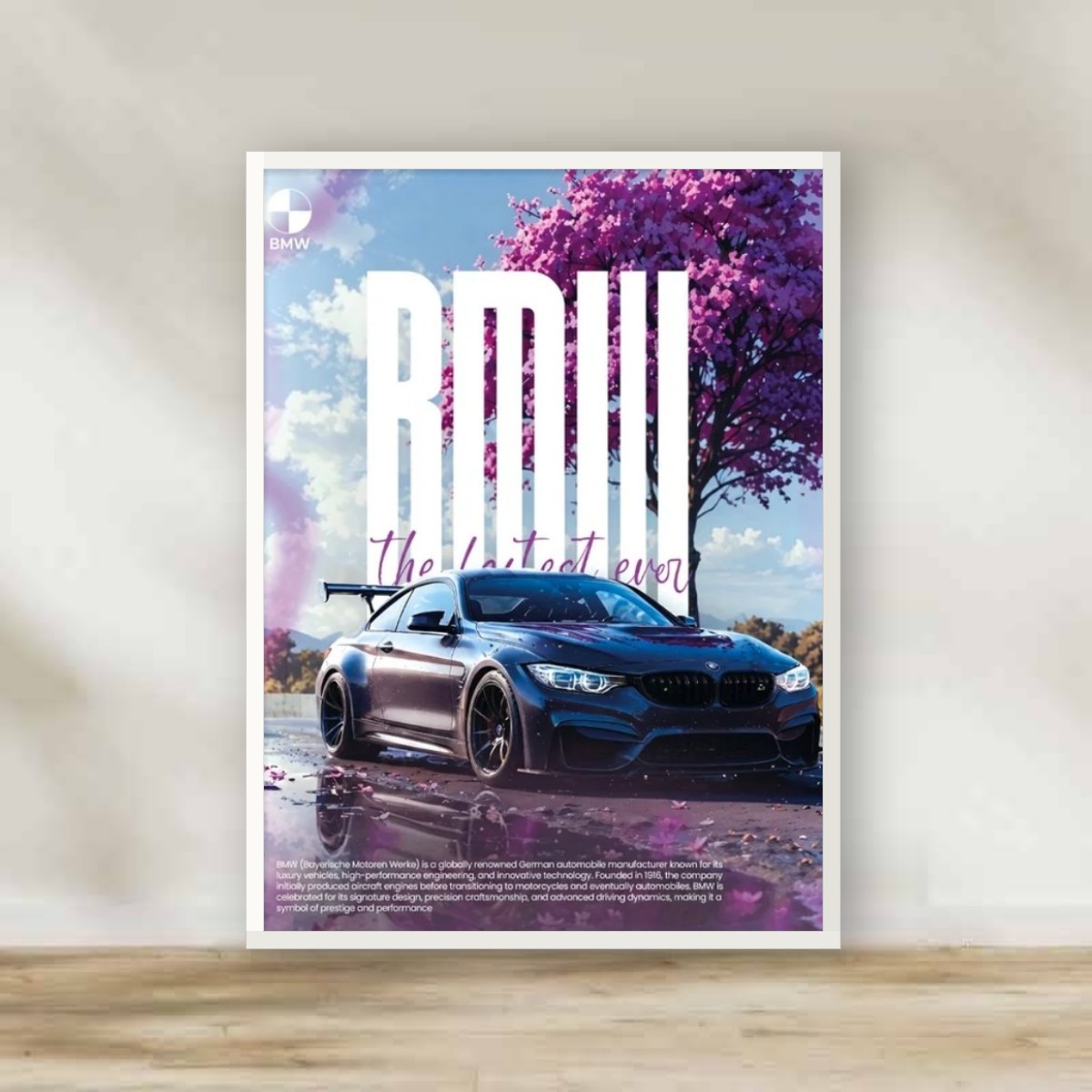 BMW Frame 2 – car wall art | برواز أبيض BMW 2 (white frame)