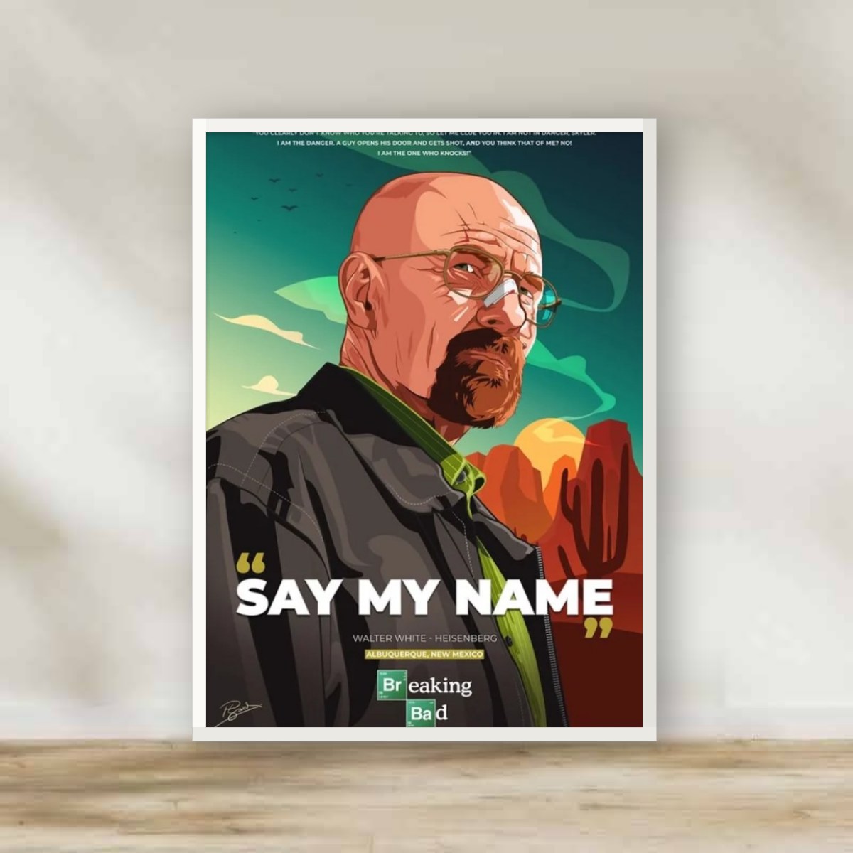 Breaking Bad White Frame – movie poster wall art | برواز أبيض بريكنج باد