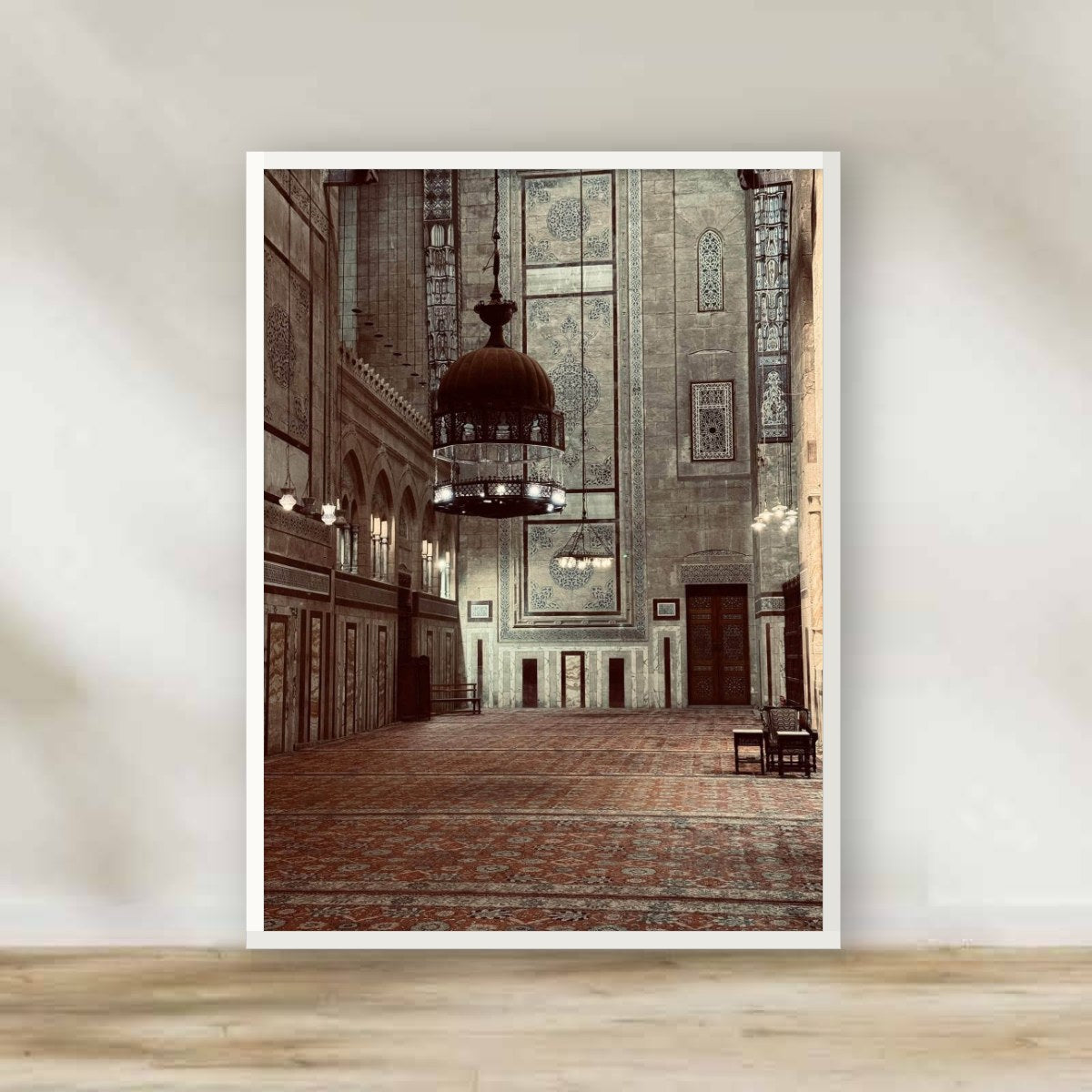 Citadel Square White Frame – Islamic architecture photography wall art | برواز أبيض ميدان القلعة