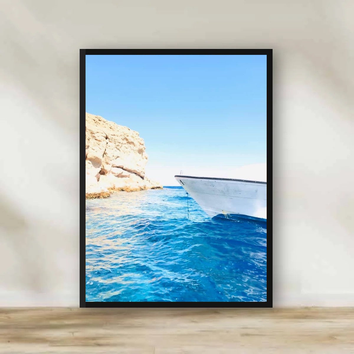 Cliff & Blue Water Frame – Red Sea photography wall art | برواز الصخرة والمية الزرقا