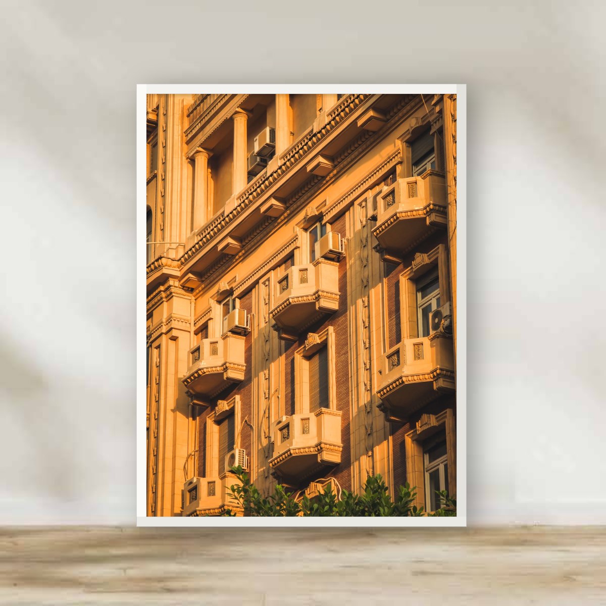 Downtown Cairo Facade White Frame – photography wall art | برواز أبيض مباني وسط البلد