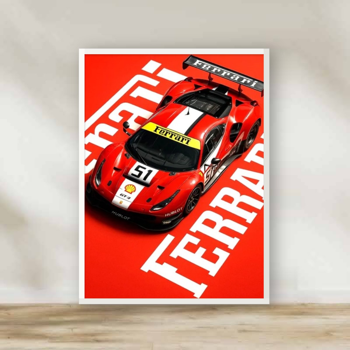 Ferrari Frame 4 – car wall art | برواز أبيض فيراري 4 (white frame)