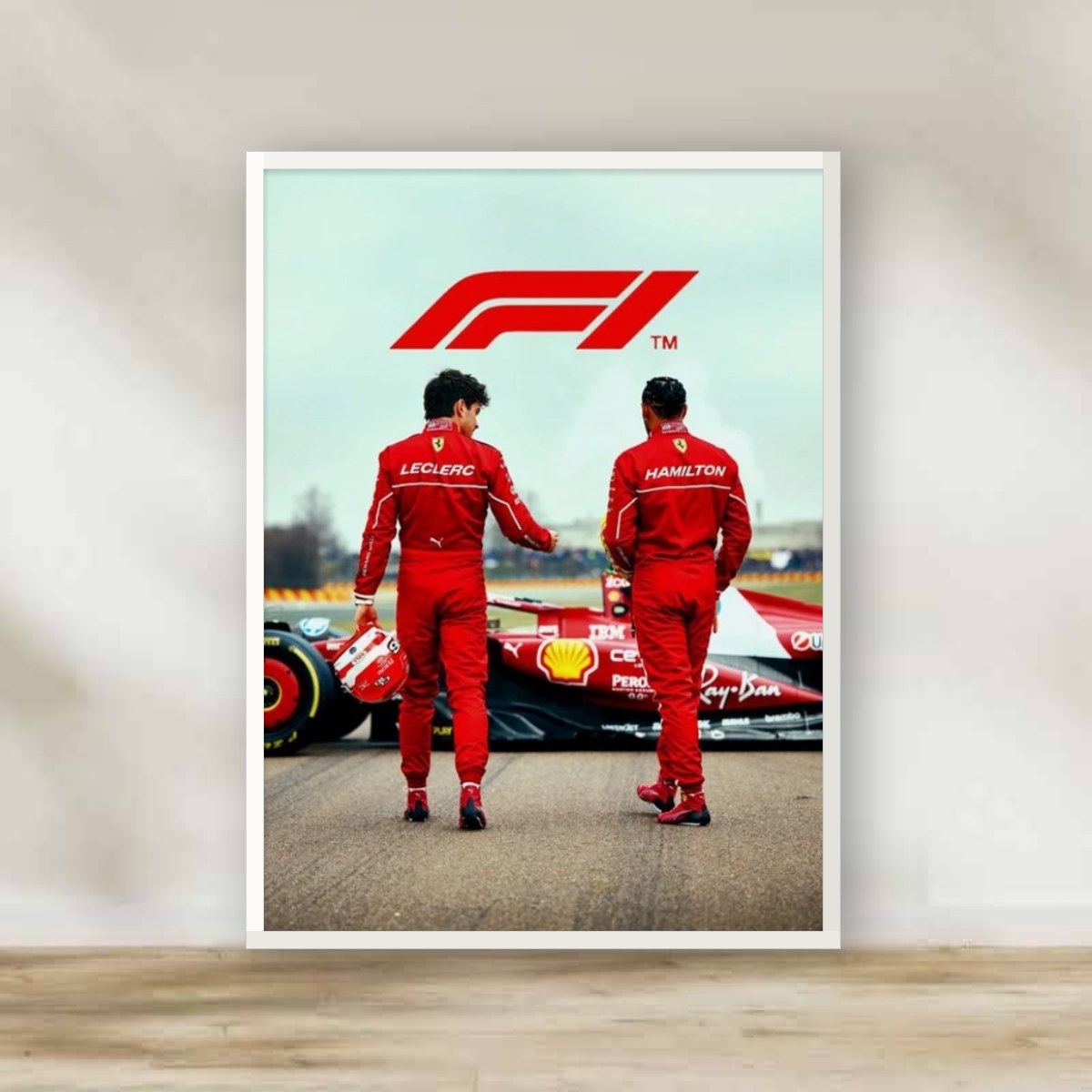 Ferrari Team 2 White Frame – Formula 1 wall art | برواز أبيض فريق فيراري F1 2