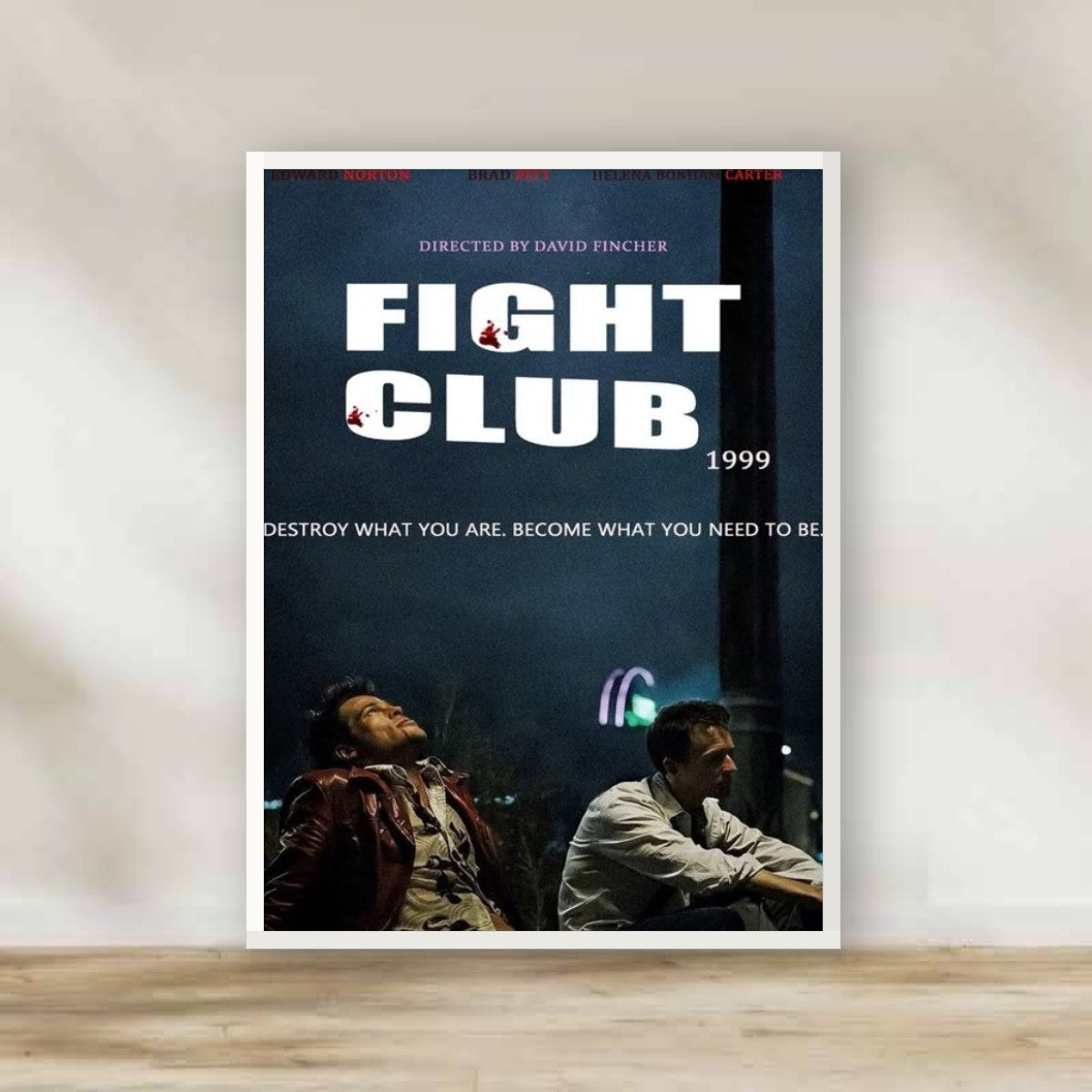 Fight Club White Frame – movie poster wall art | برواز أبيض فايت كلوب