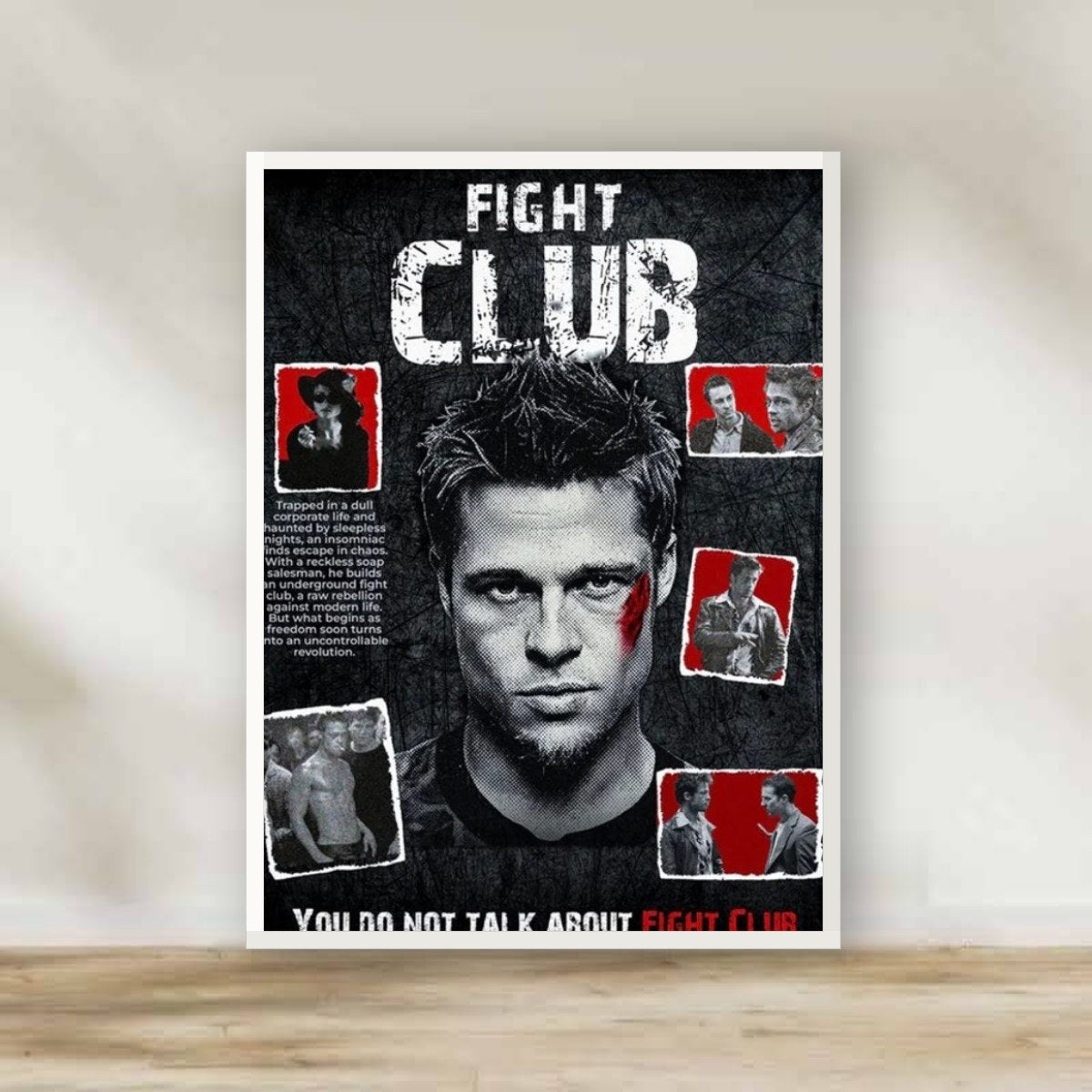 Fight Club 3 White Frame – movie poster wall art | برواز أبيض فايت كلوب 3