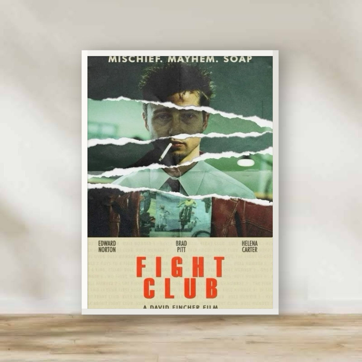 Fight Club 5 White Frame – movie poster wall art | برواز أبيض فايت كلوب 5