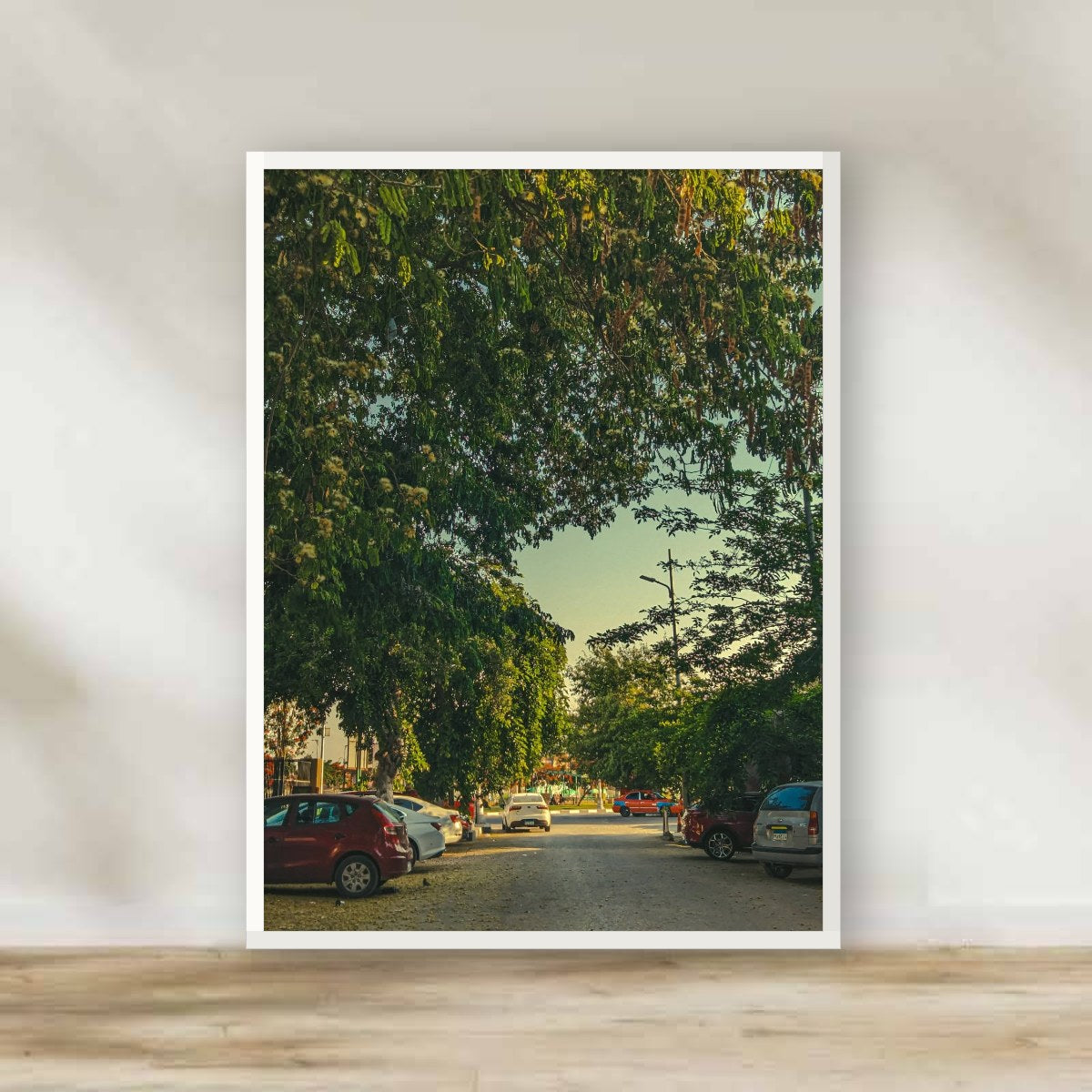 Golden Park Walk White Frame – photography wall art | برواز أبيض ممشى الحديقة