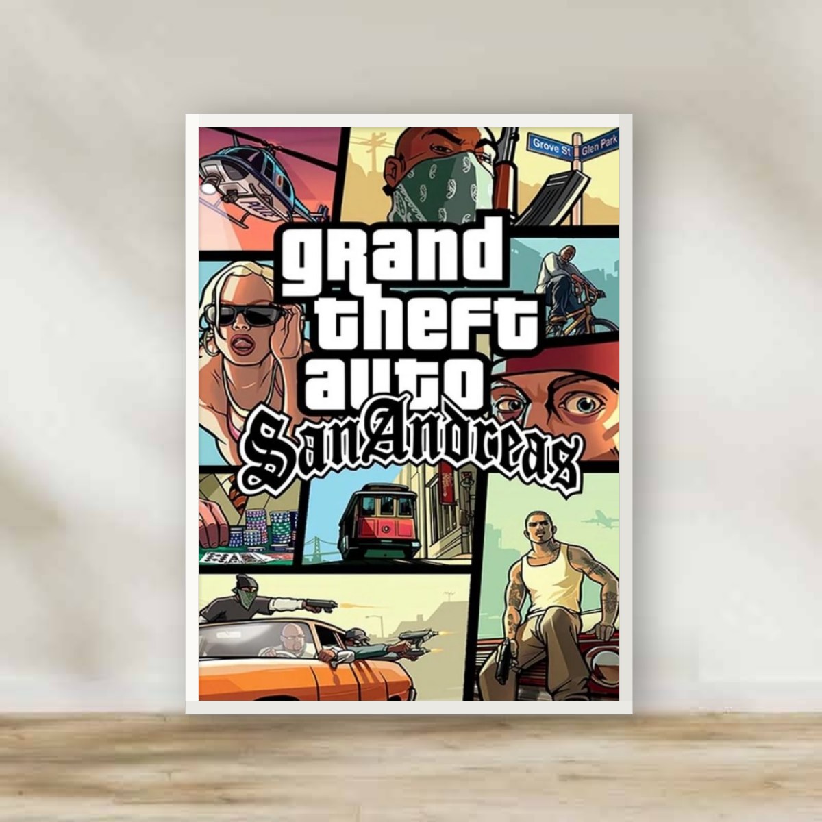 GTA 1 White Frame – gaming wall art | برواز أبيض GTA 1
