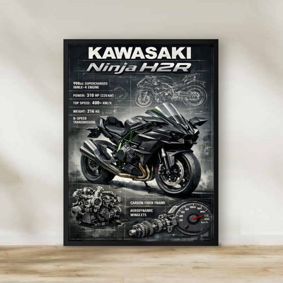 Kawasaki 2 Frame – motorcycle wall art | برواز موتوسيكل كاواساكي 2