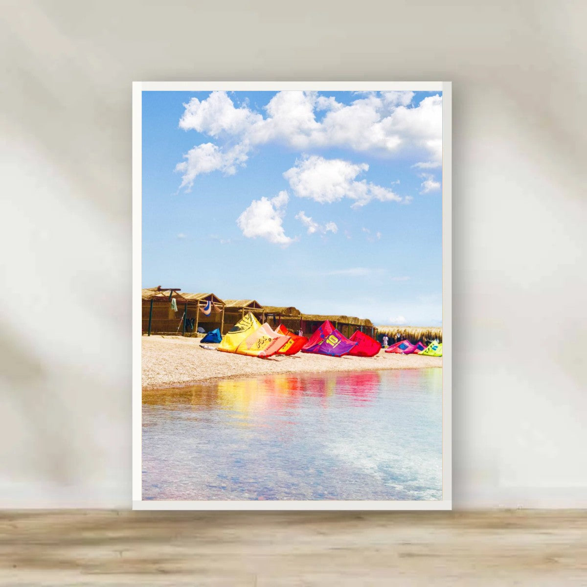 Kite Beach White Frame – Red Sea photography wall art | برواز أبيض شاطئ الكايت