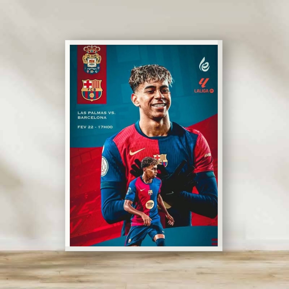 Lamine Yamal White Frame – football wall art | برواز أبيض لامين يامال