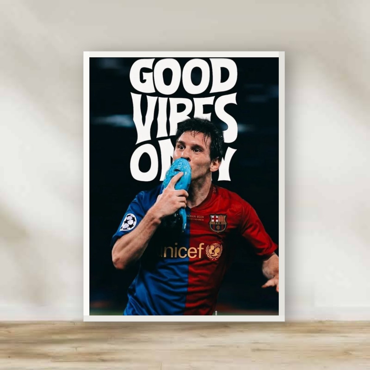 Lionel Messi 2 White Frame – football wall art | برواز أبيض ليونيل ميسي 2