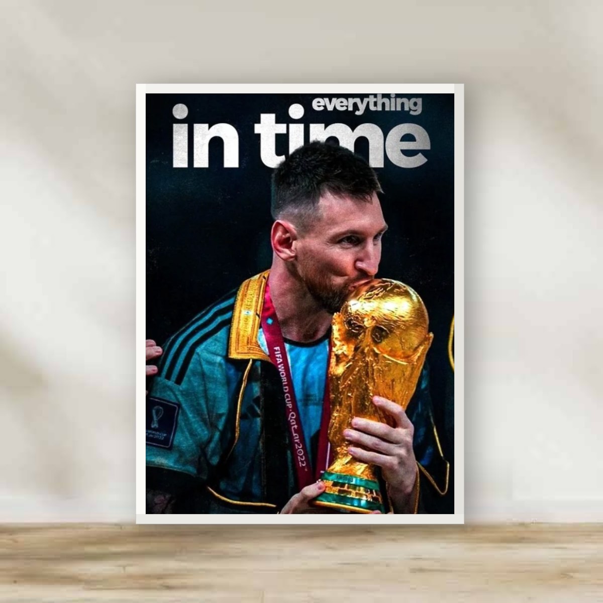Lionel Messi 3 White Frame – football wall art | برواز أبيض ليونيل ميسي 3