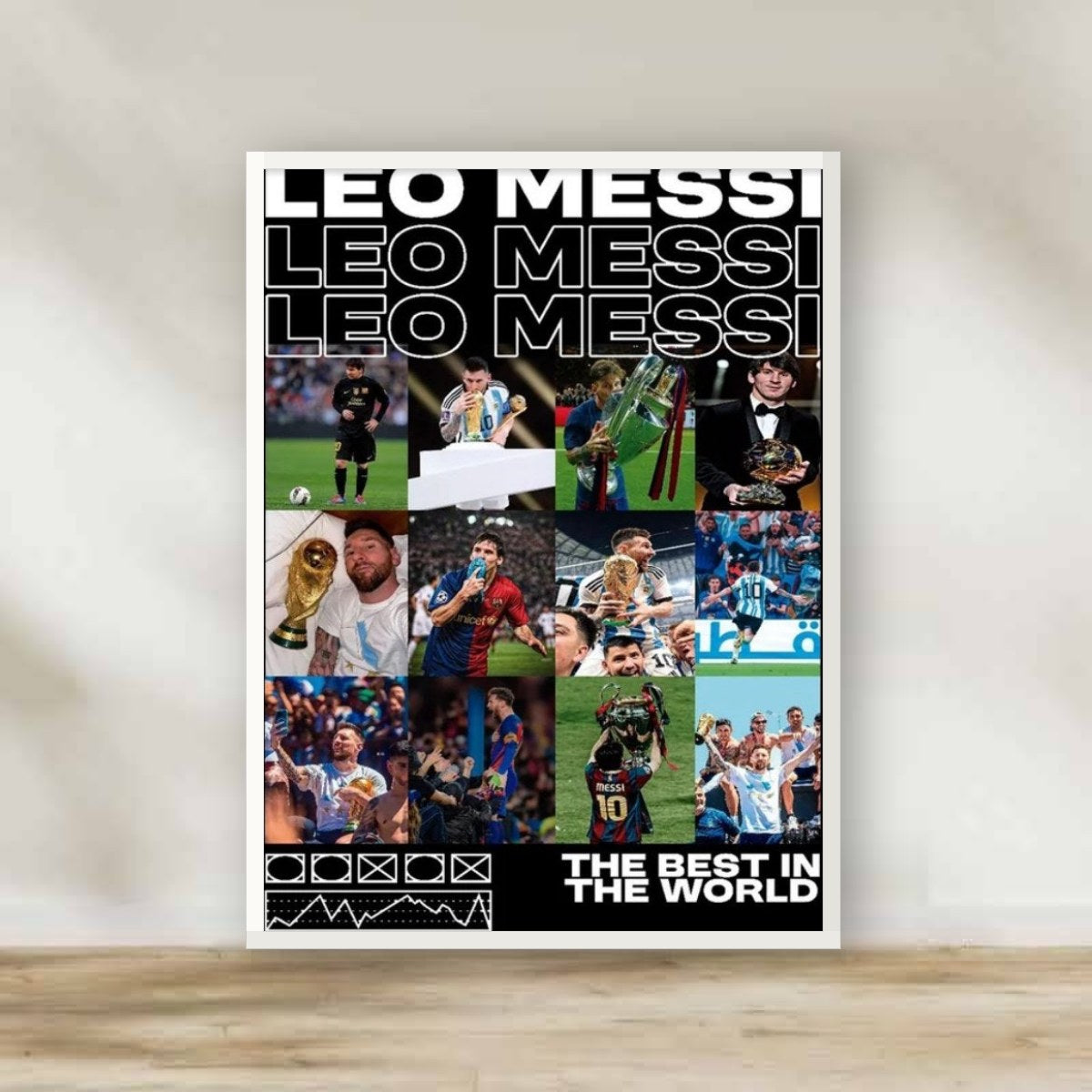 Lionel Messi 6 White Frame – football wall art | برواز أبيض ليونيل ميسي 6