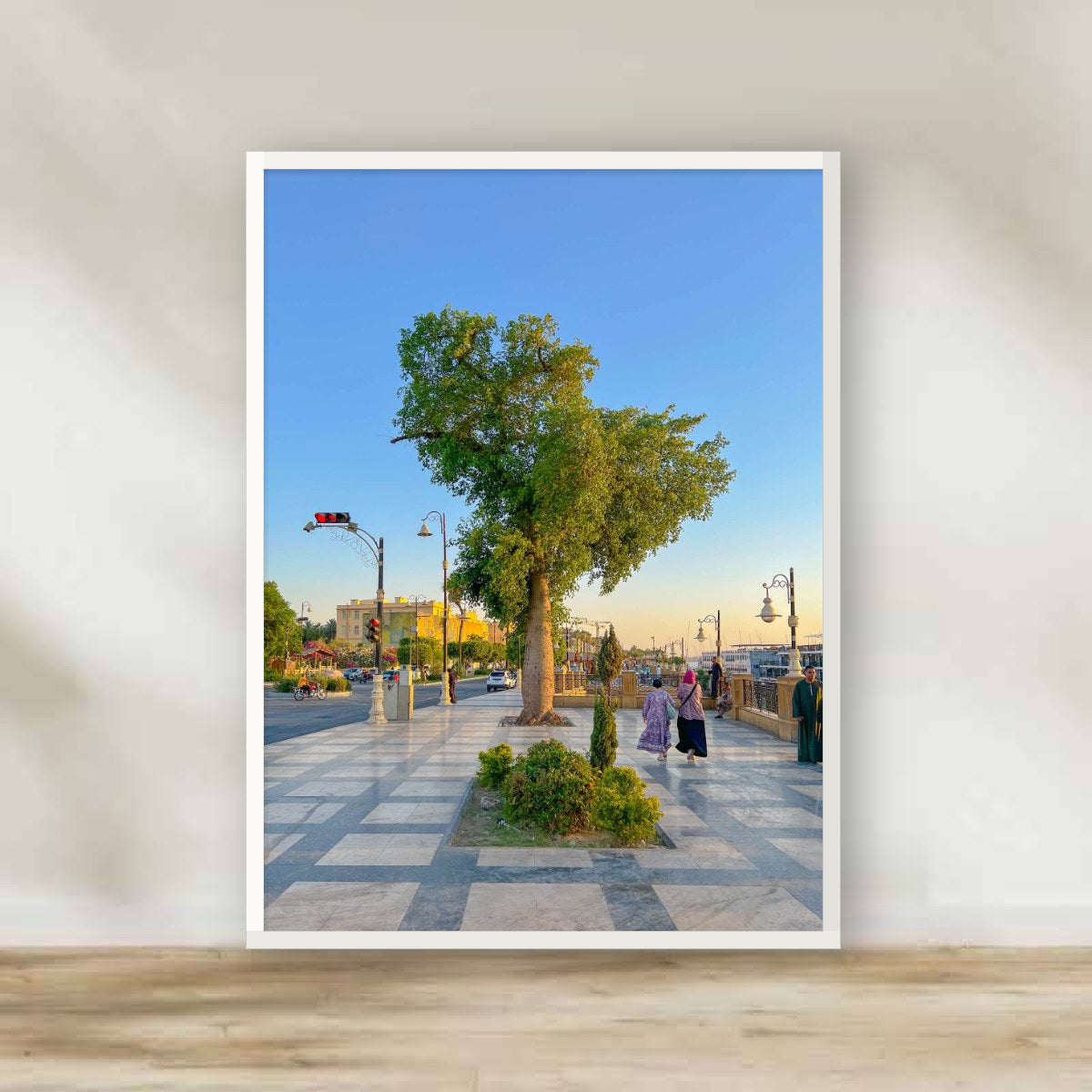 Luxor Corniche White Frame – photography wall art | برواز أبيض كورنيش الأقصر