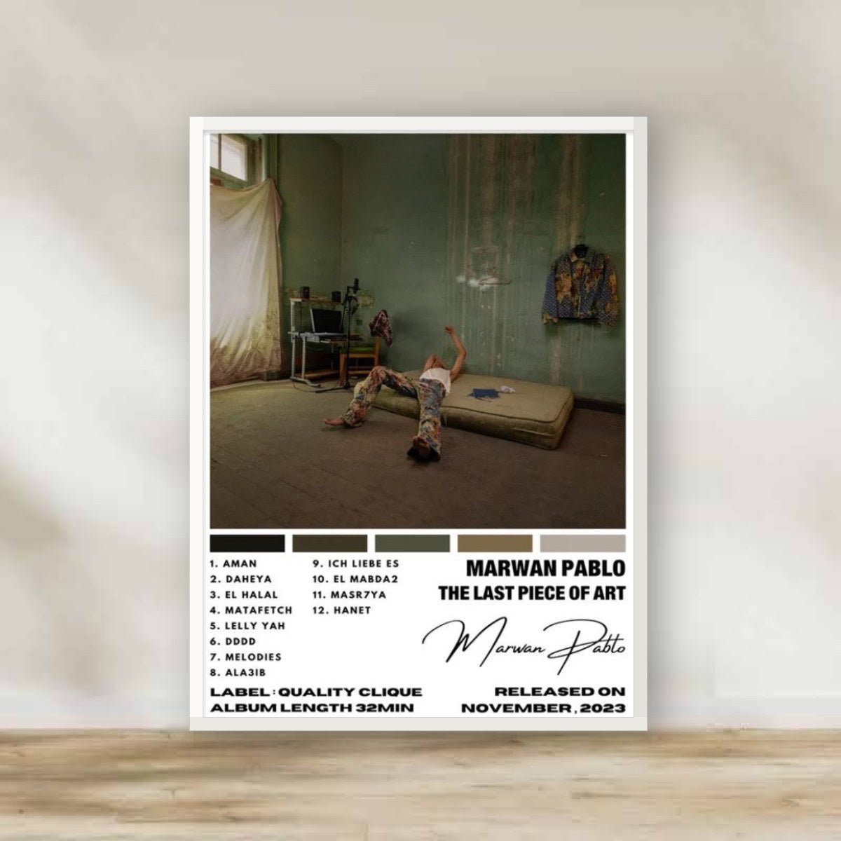 Marwan Pablo 3 White Frame – music wall art | برواز أبيض مروان بابلو 3