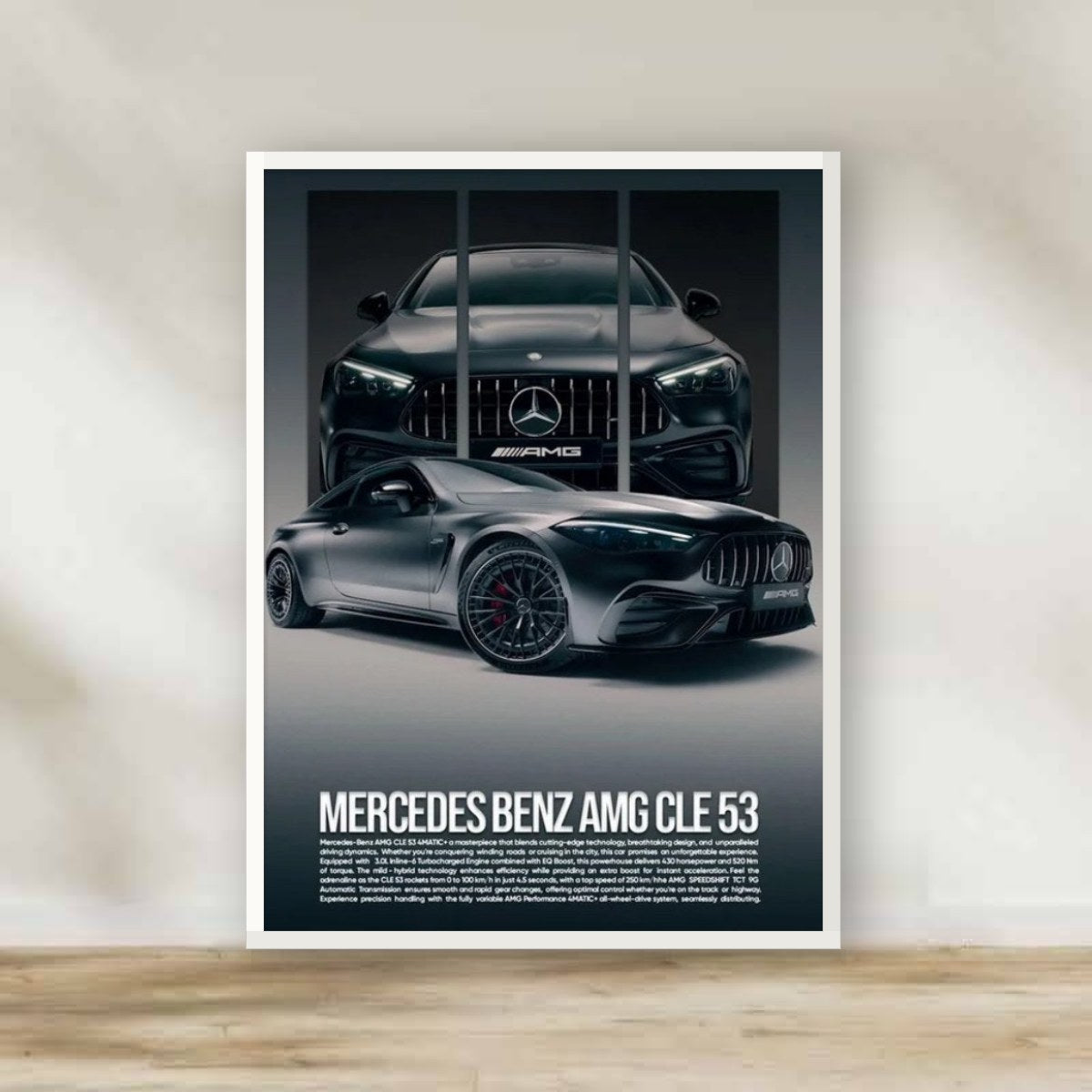 Mercedes Frame 1 – car wall art | برواز أبيض مرسيدس 1 (white frame)