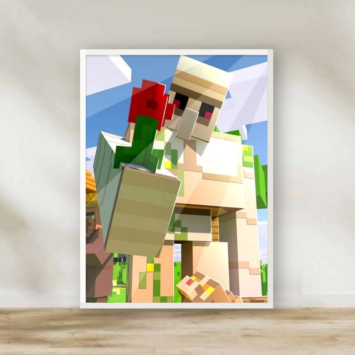 Mine Craft 1 White Frame – gaming wall art | برواز أبيض ماينكرافت 1