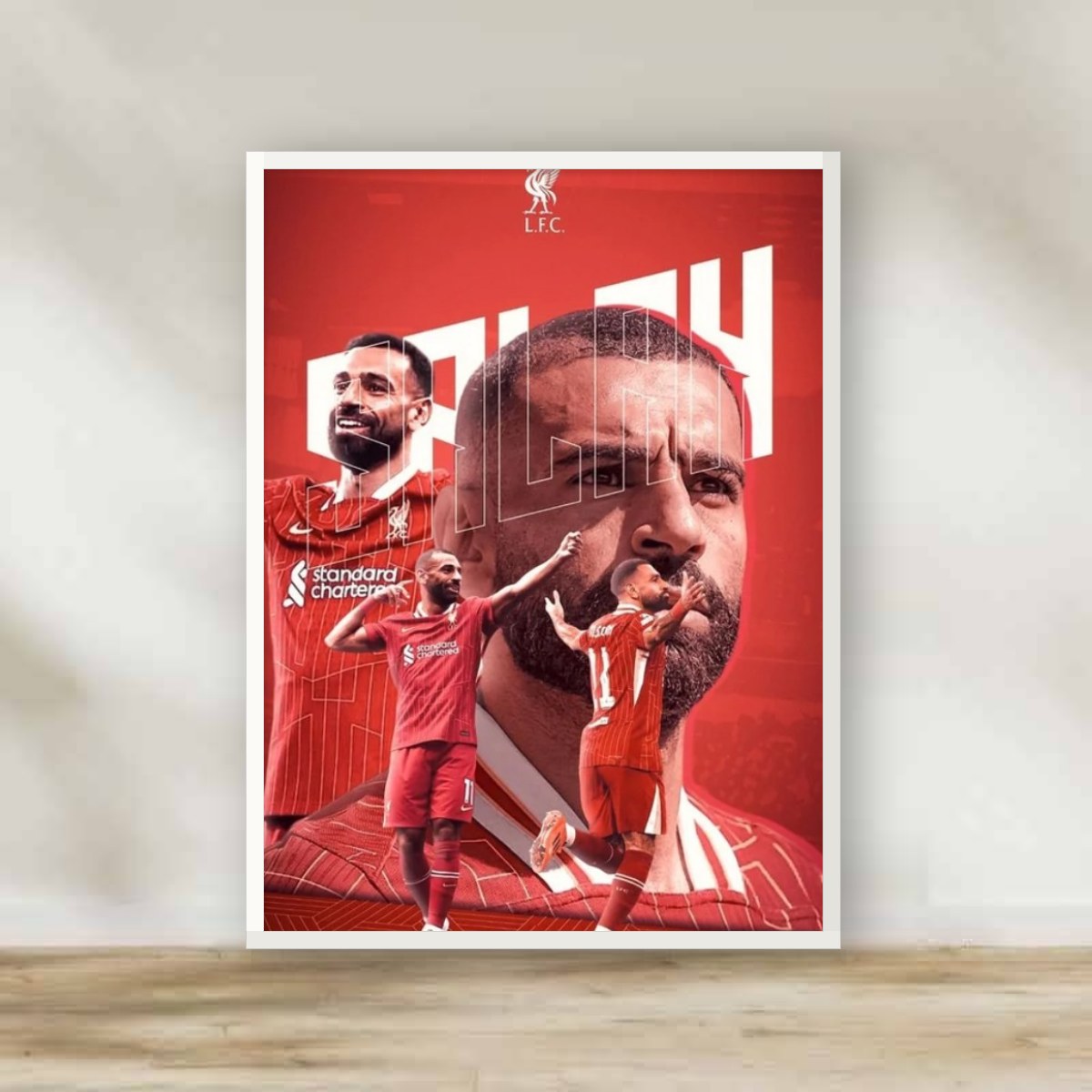 MO Salah 3 White Frame – football wall art | برواز أبيض محمد صلاح 3