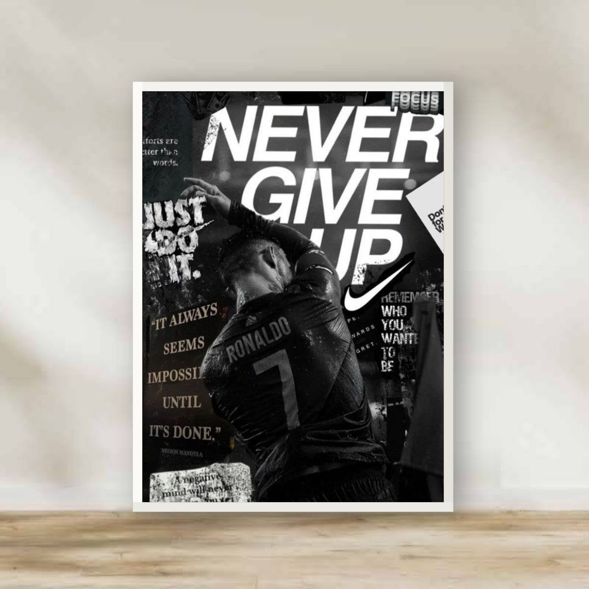 Motivation 19 White Frame – motivational quote wall art | برواز أبيض تحفيزي 19