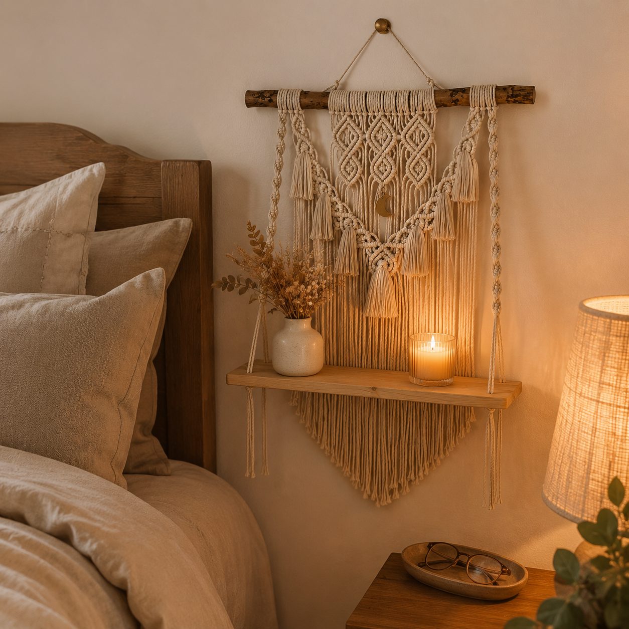 Nour — Macramé Wall Shelf