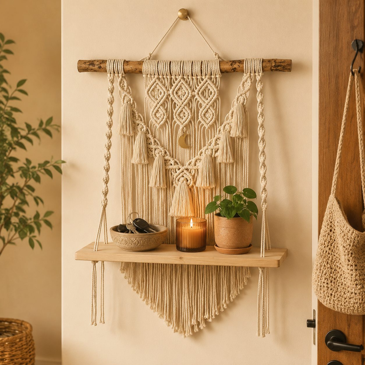 Nour — Macramé Wall Shelf