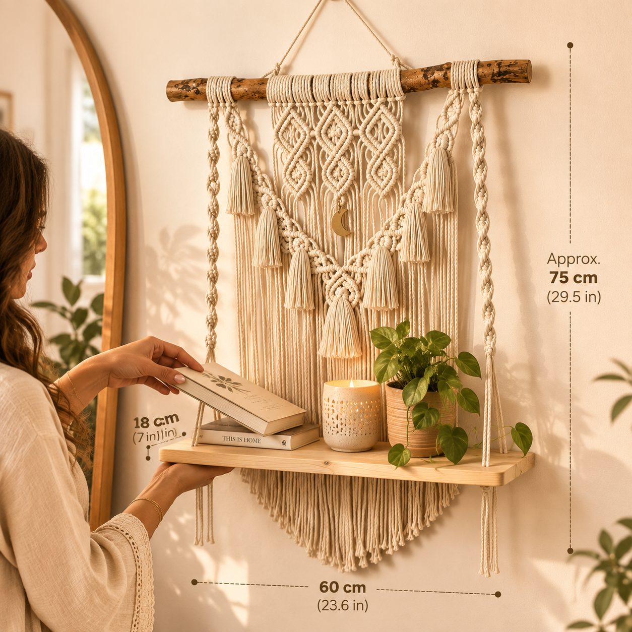 Nour — Macramé Wall Shelf