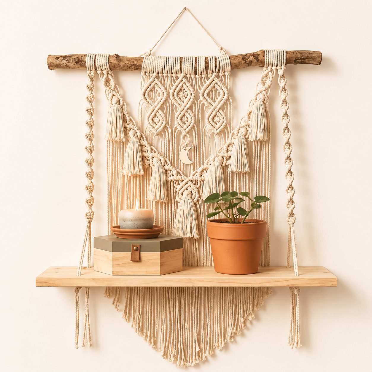 Nour — Macramé Wall Shelf
