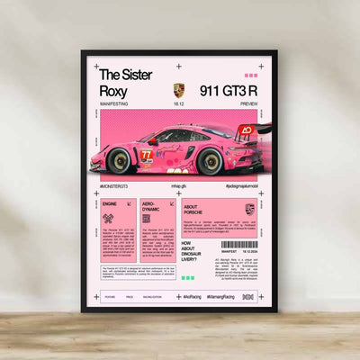 Pink Porsche Frame – car wall art | برواز بورشه بينك