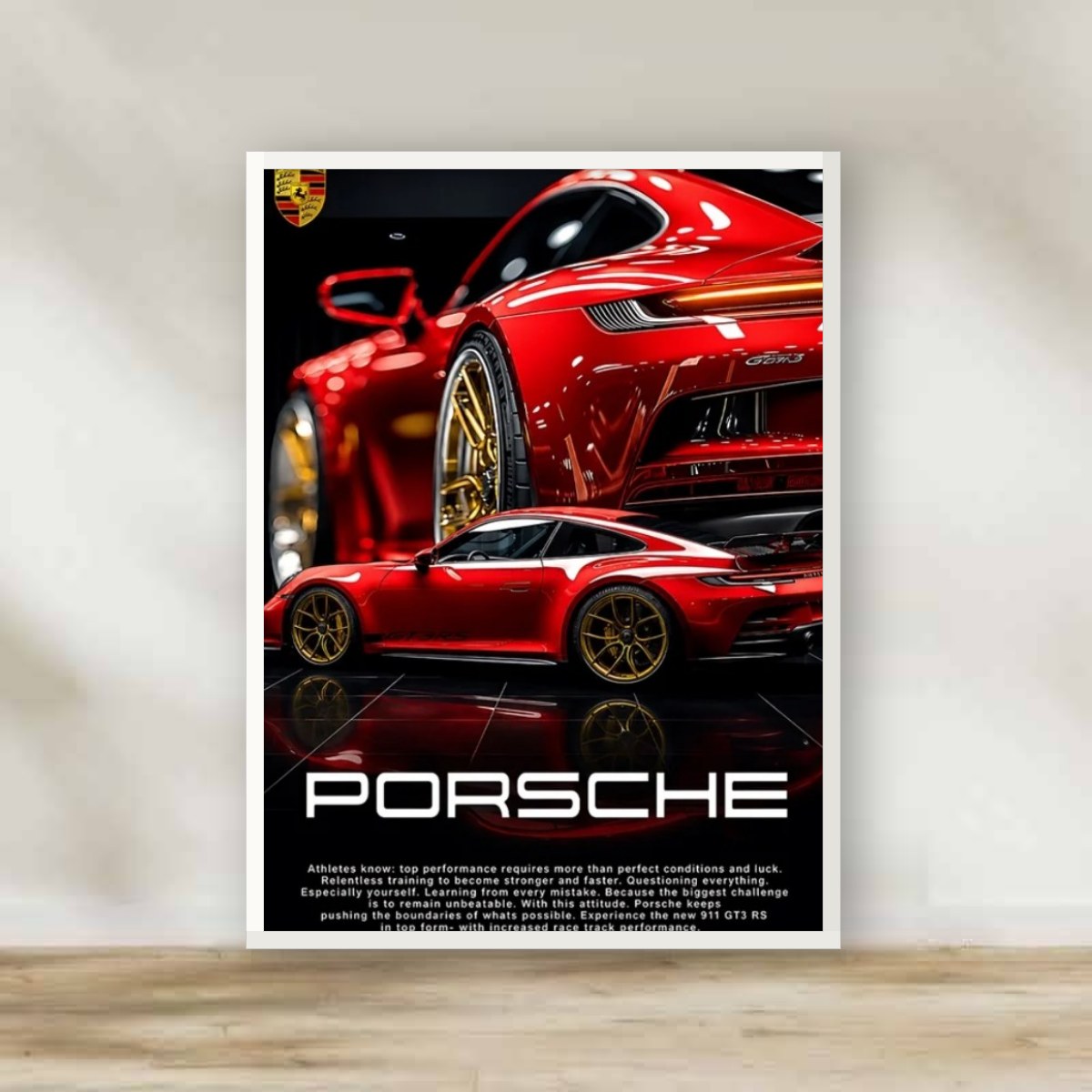 Porsche Frame 3 – car wall art | برواز أبيض بورشه 3 (white frame)