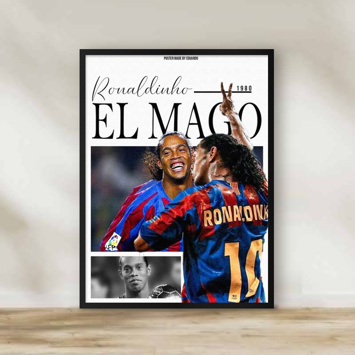 Ronaldinho Frame – football wall art | برواز رونالدينيو