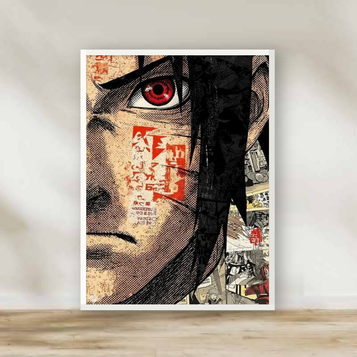 Sasuke 1 White Frame – anime wall art | برواز أبيض ساسكي 1