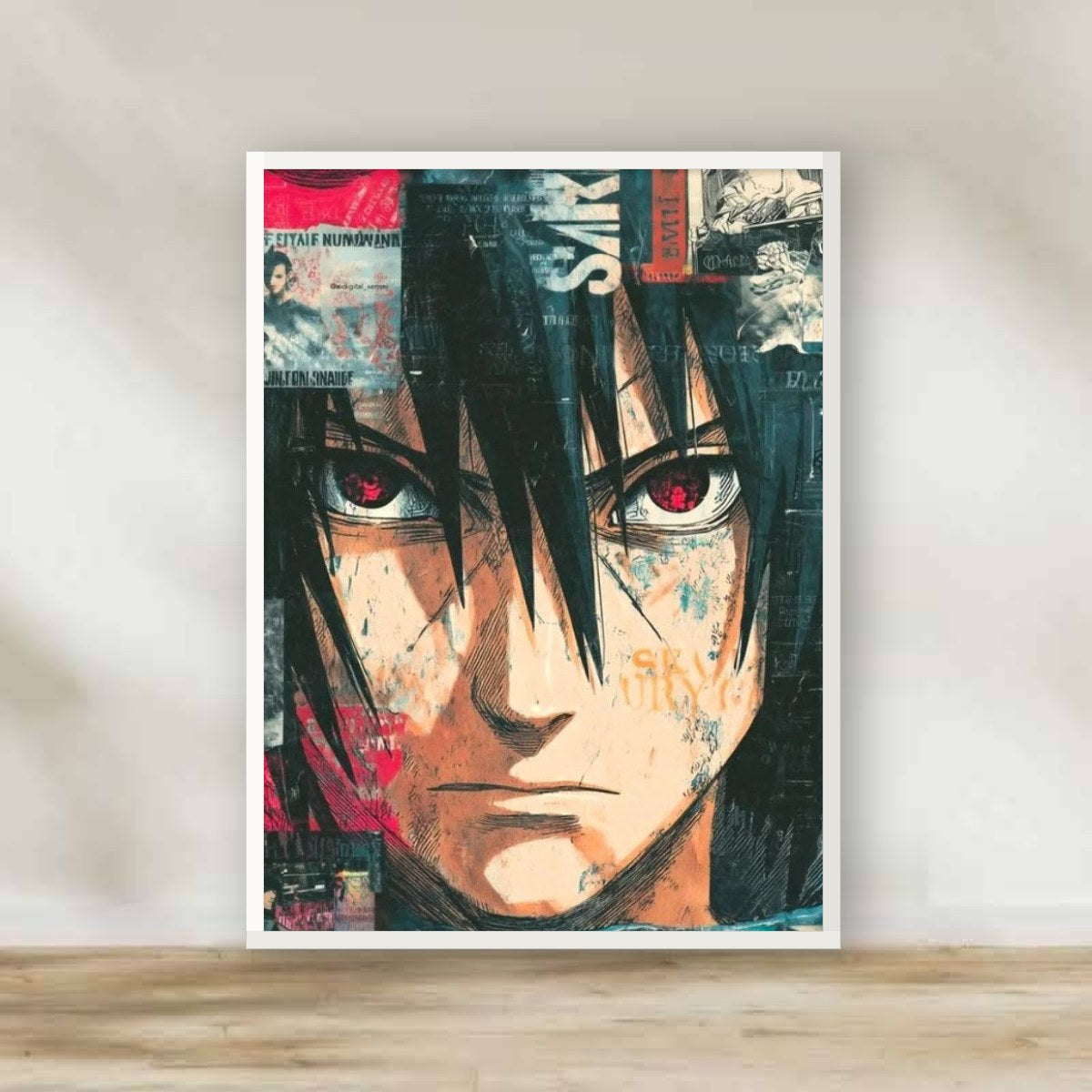 Sasuke 2 White Frame – anime wall art | برواز أبيض ساسكي 2