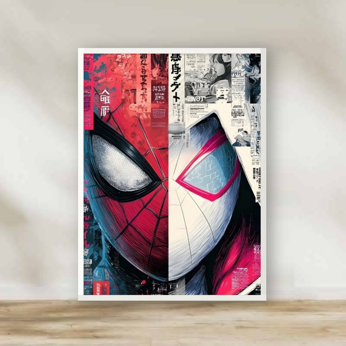 Spider Men 5 White Frame – movie poster wall art | برواز أبيض سبايدر مان 5