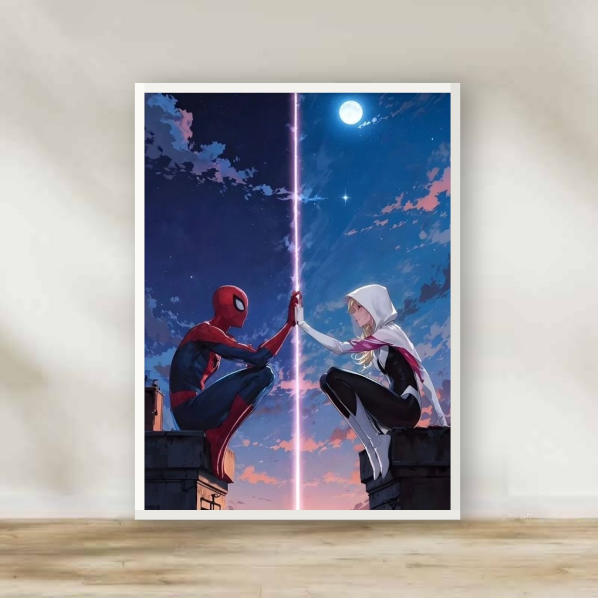 Spider Men 7 White Frame – movie poster wall art | برواز أبيض سبايدر مان 7