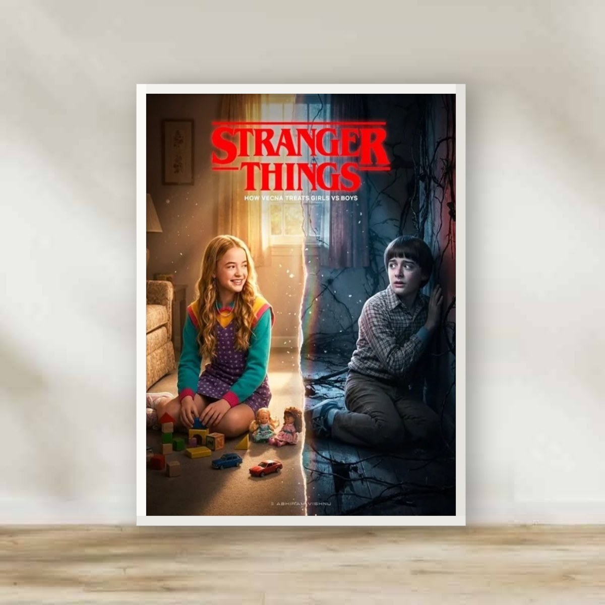 Stranger Things 2 White Frame – movie poster wall art | برواز أبيض سترينجر ثينجز 2