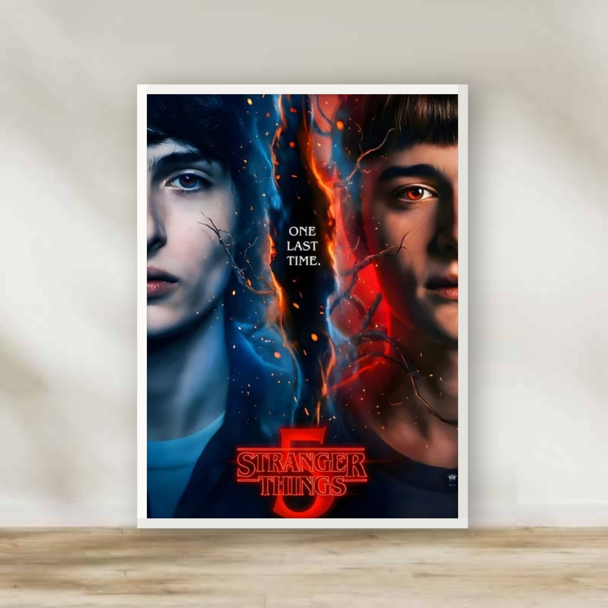 Stranger Things 4 White Frame – movie poster wall art | برواز أبيض سترينجر ثينجز 4