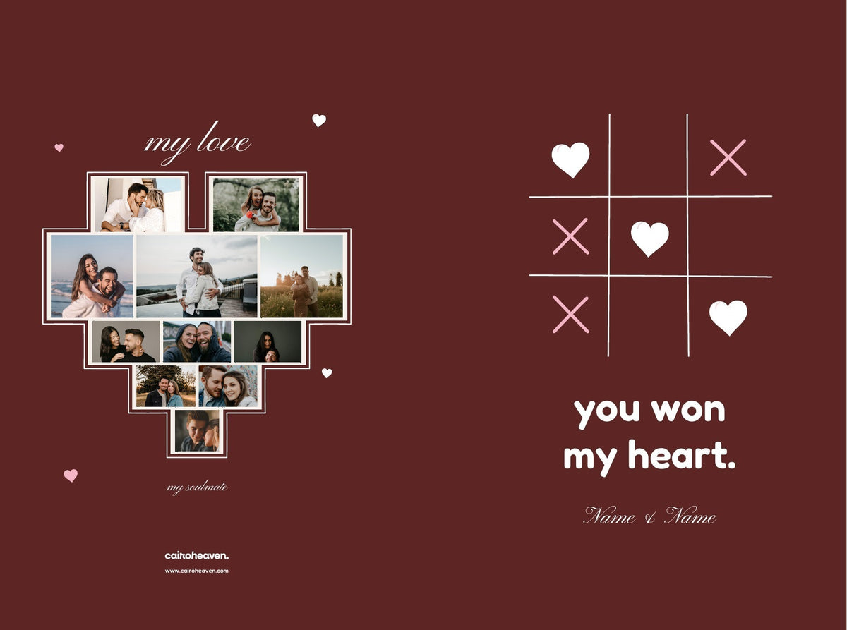 You Won My Heart photobook – full cover spread with sample photos
